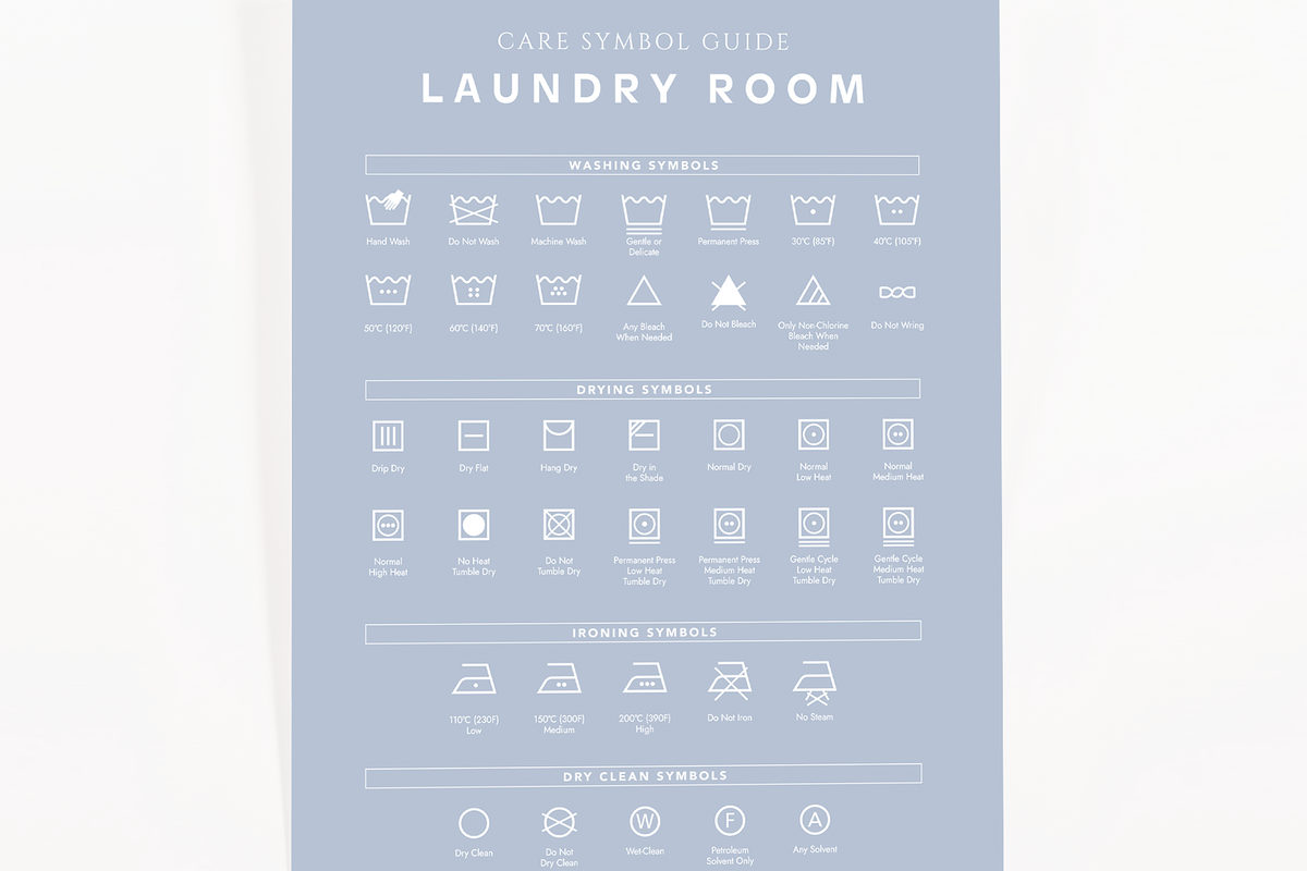Printed laundry care symbol guide card, one style from the Journaling Cards collection