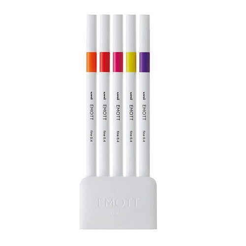 Uni EMOTT Sign Pen | 0.4 mm | 5 Color Set | No.2 Passion - Simple Paper