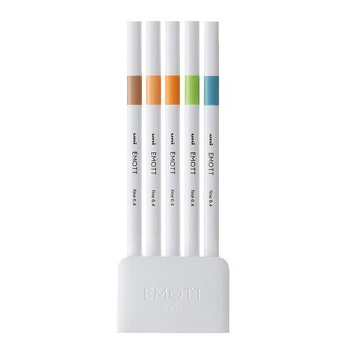 Uni EMOTT Sign Pen | 0.4 mm | 5 Color Set | No.6 Nature - Simple Paper