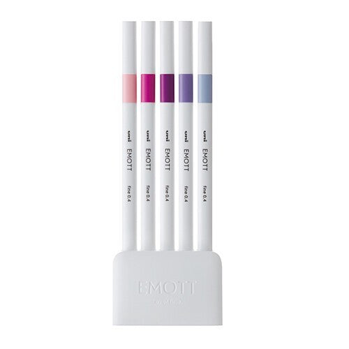 Uni EMOTT Sign Pen | 0.4 mm | 5 Color Set | No.7 Floral - Simple Paper