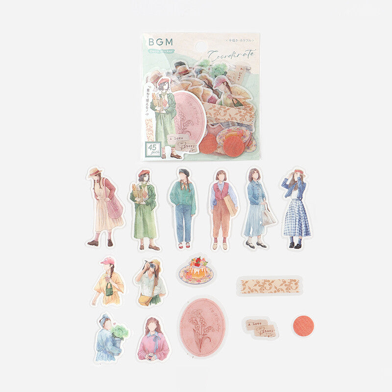 BGM Agenda Sticker Flake Stickers | Coordinate | Colorful Tones - Simple Paper
