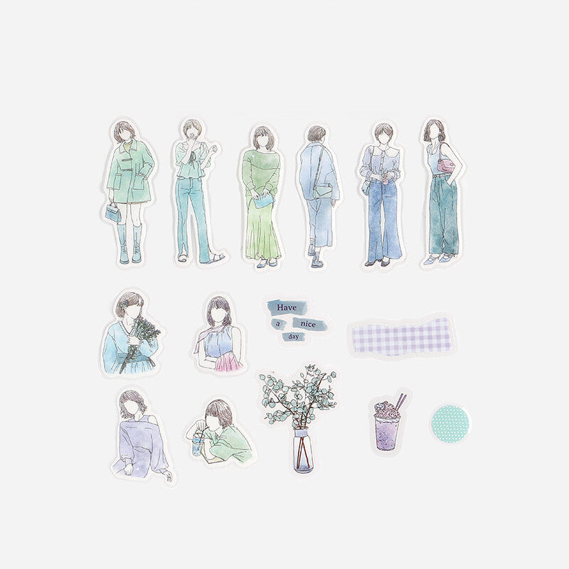 BGM Agenda Sticker Flake Stickers | Coordinate | Cool Tones - Simple Paper