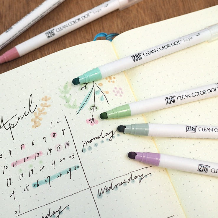 ZIG Clean Color Dot Single 6 Color Set | Mild Smoky - Simple Paper