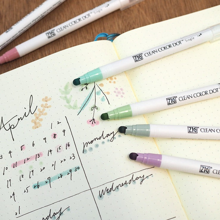 ZIG Clean Color Dot Single 6 Color Set | Mild Smoky - Simple Paper