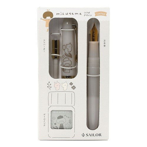 SAILOR Profit Junior +10 x mizutama Fountain Pen Set | Milky White - Simple Paper