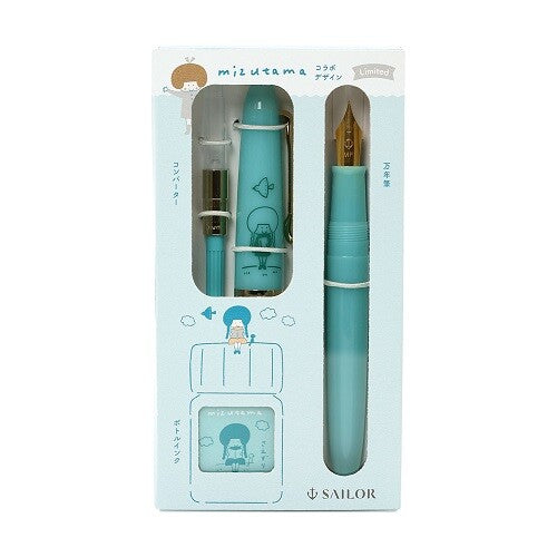 SAILOR Profit Junior +10 x mizutama Fountain Pen Set | Turquoise - Simple Paper