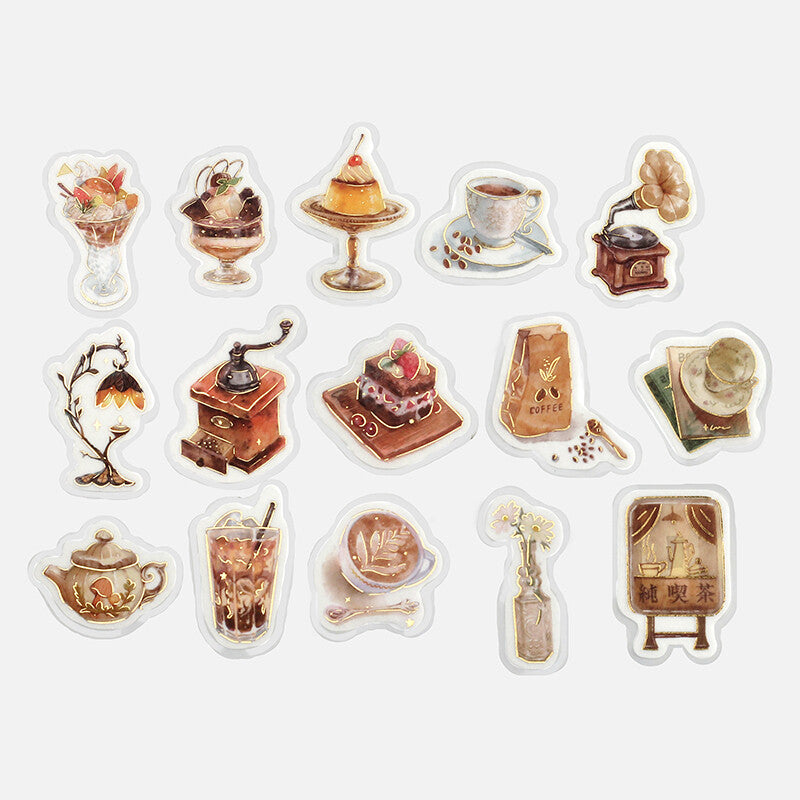BGM Agenda Sticker Flake Stickers | Cafe A La Mode | Brown - Simple Paper