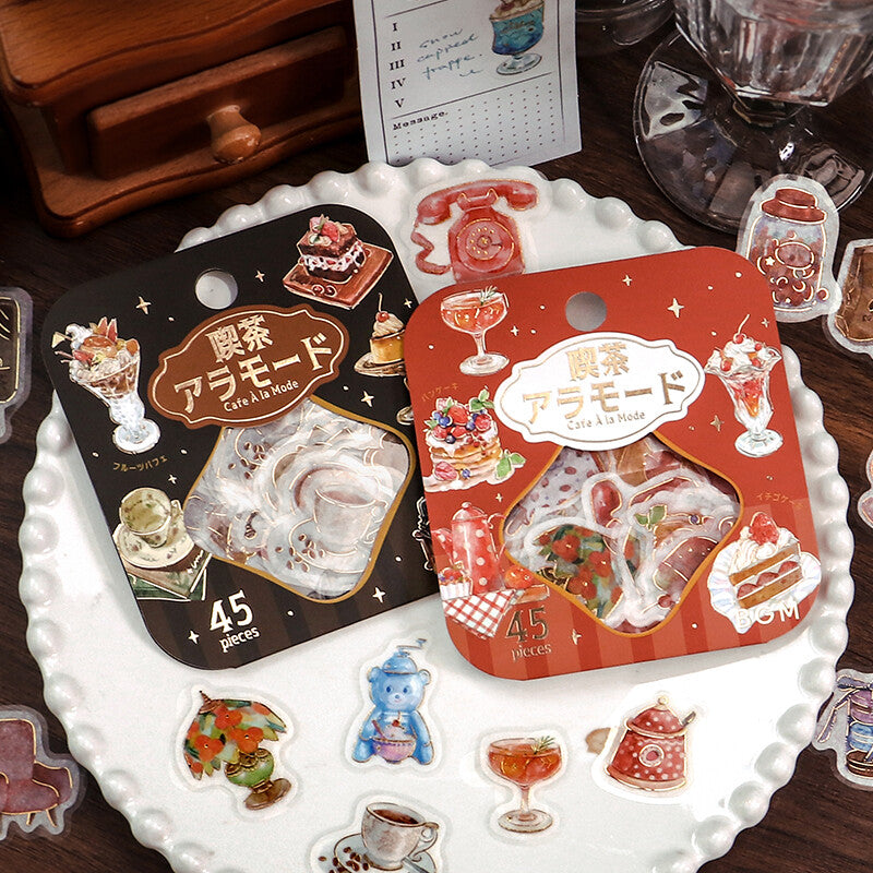 BGM Agenda Sticker Flake Stickers | Cafe A La Mode | Brown - Simple Paper