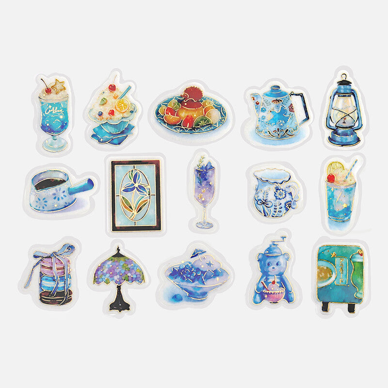 BGM Agenda Sticker Flake Stickers | Cafe A La Mode | Blue - Simple Paper