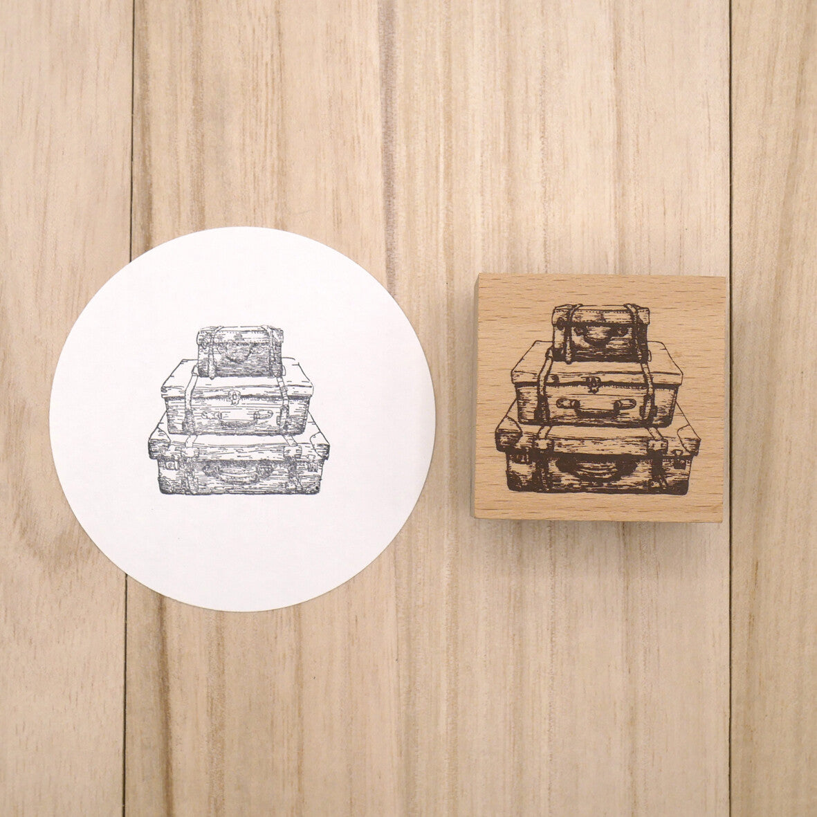 Arte Co Rubber Wood Stamp | Suitcases - Simple Paper