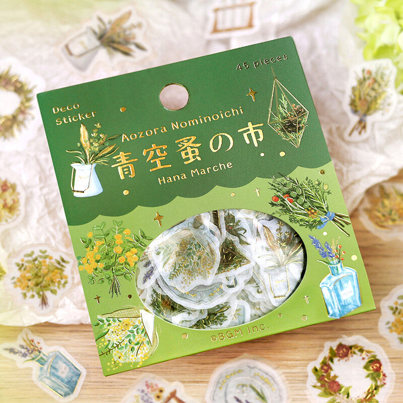 BGM Agenda Sticker Flake Stickers | Aozora Nominoichi | Hana Marche - Simple Paper