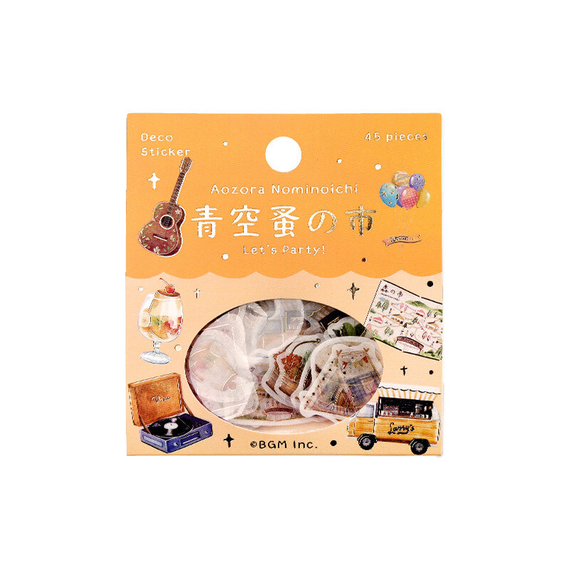 BGM Agenda Sticker Flake Stickers | Aozora Nominoichi | Let's Party - Simple Paper