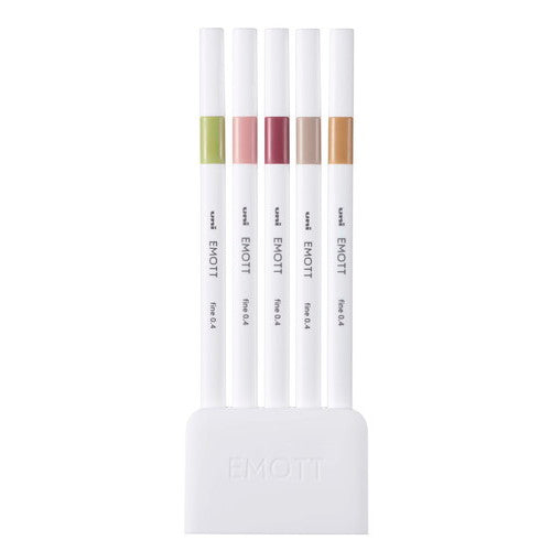 Uni EMOTT Sign Pen | 0.4 mm | 5 Color Set | No.10 Botanical - Simple Paper