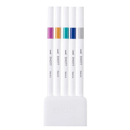 Uni EMOTT Sign Pen | 0.4 mm | 5 Color Set | No.12 Virtual - Simple Paper
