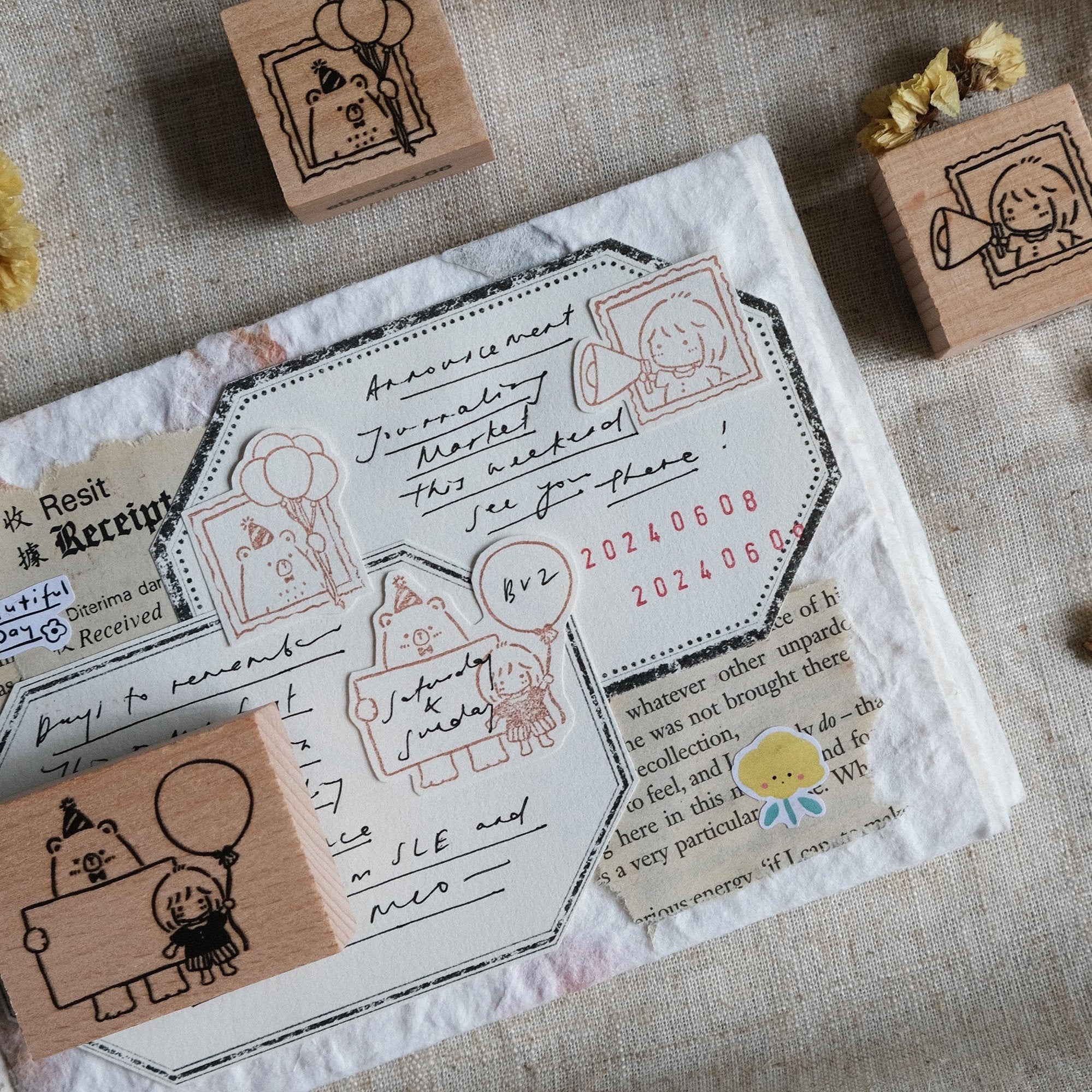 Eileen Tai Rubber Stamps | Bear & Girl: Celebration - Simple Paper