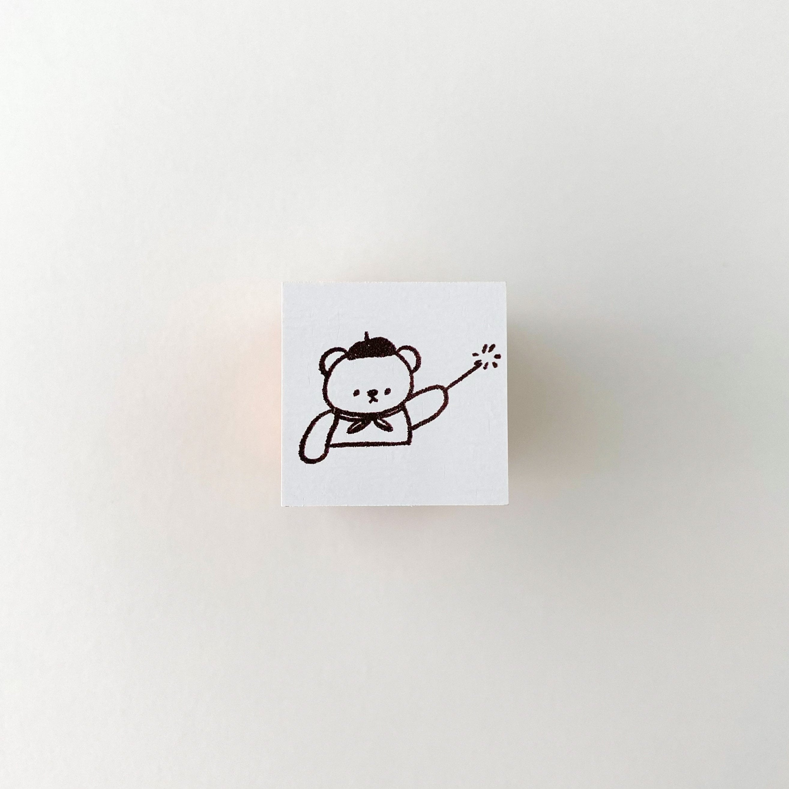ranmyu Rubber Stamp | Bear With Magic Wand - Simple Paper