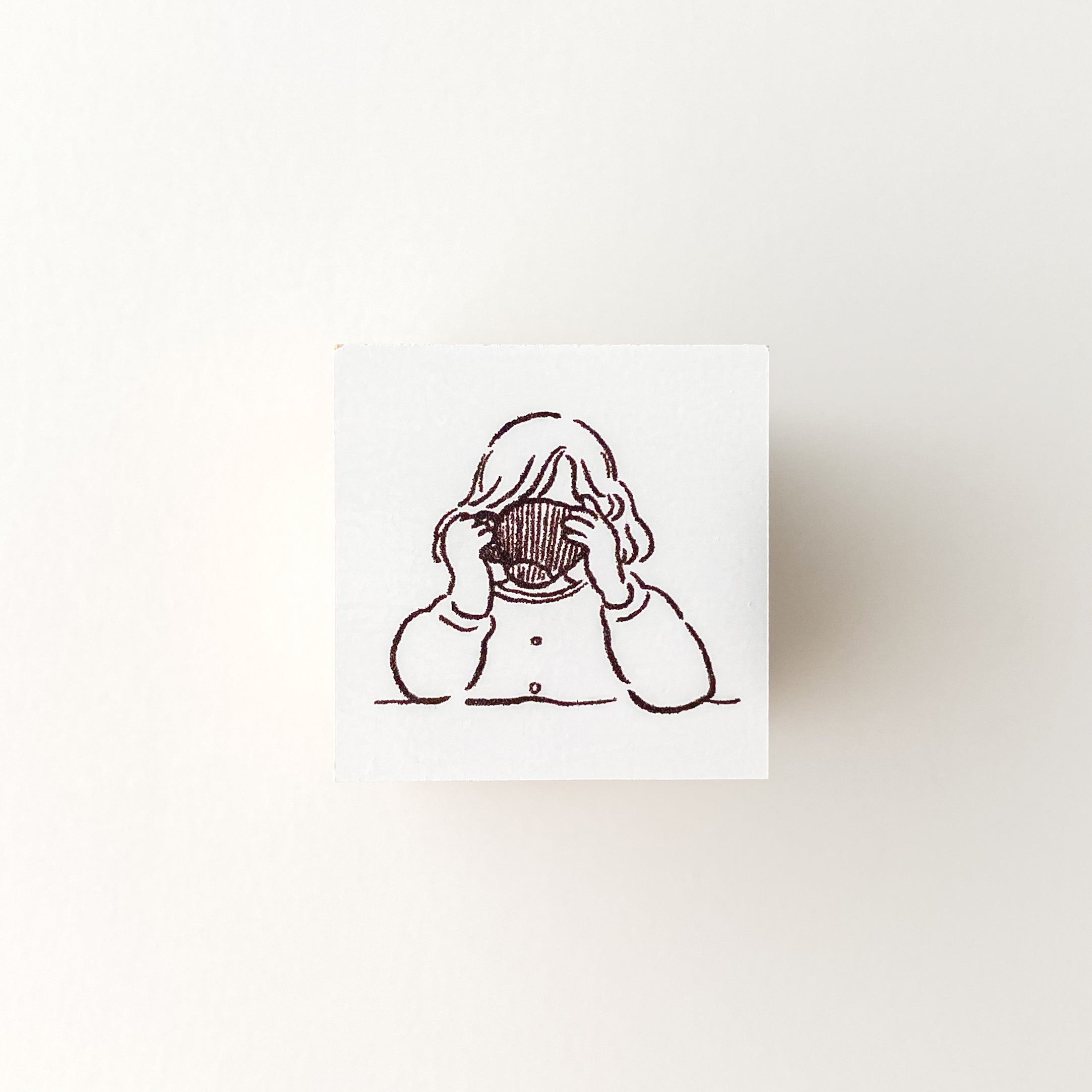 ranmyu Rubber Stamp | Girl Drinking - Simple Paper