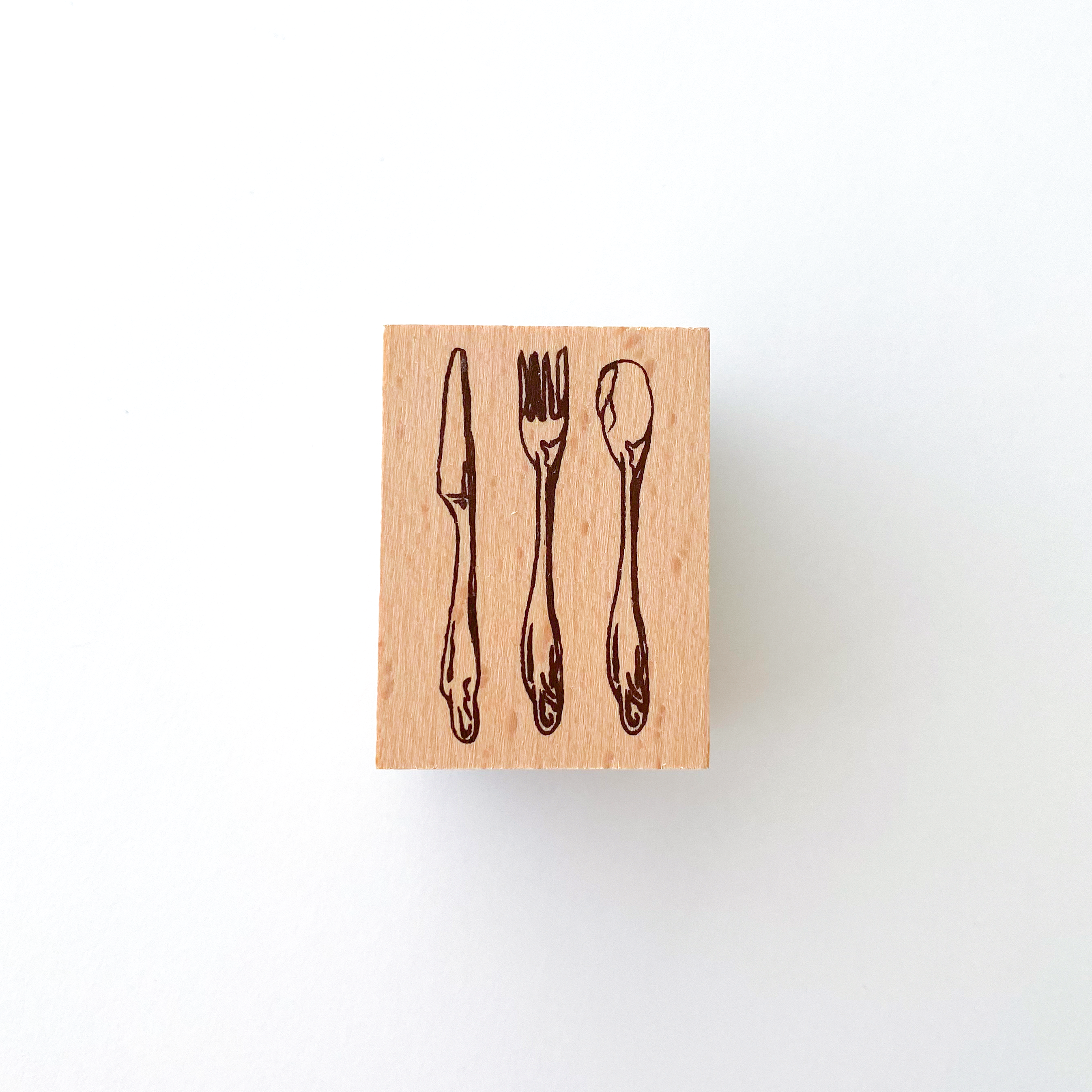 Arte Co Rubber Wood Stamp | Cutlery - Simple Paper