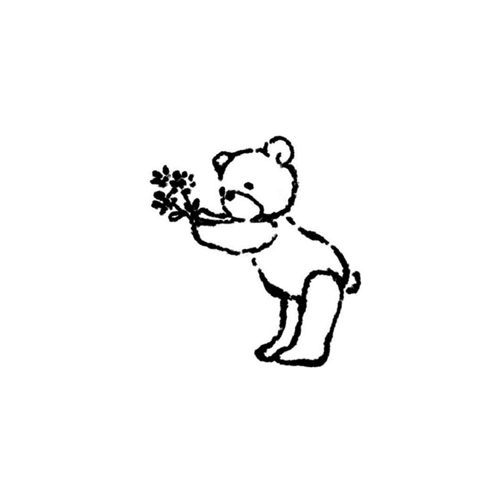 Ma7stamp | Life of a Teddy Bear | Bear With Flowers - Simple Paper