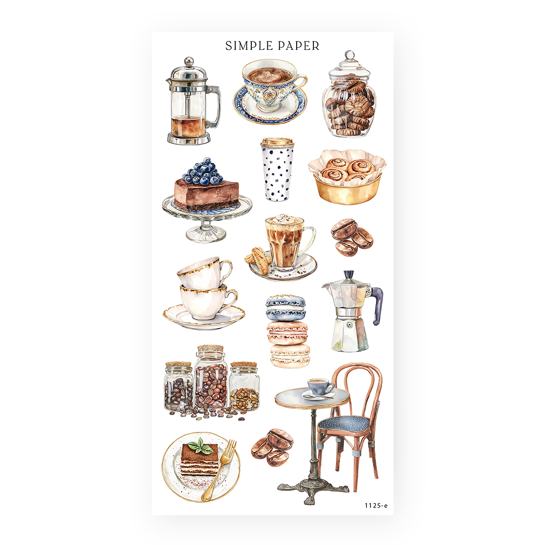 Cafecito – coffee cups, pastries, and café scene stickers for journaling