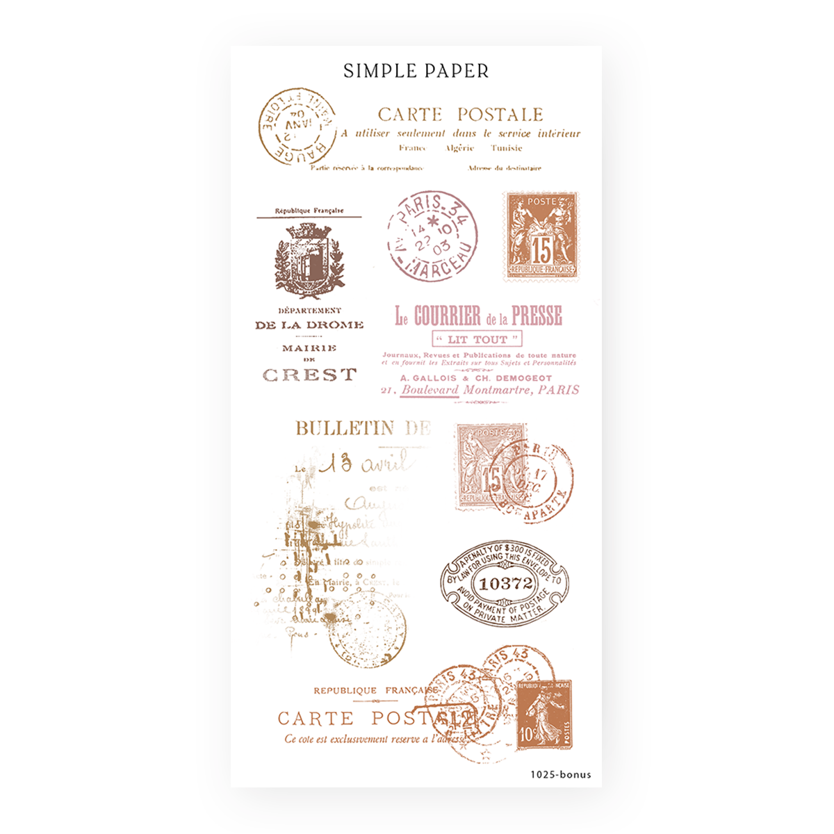 Fall in Love – vintage postage stamp and postmark stickers for journaling and planners