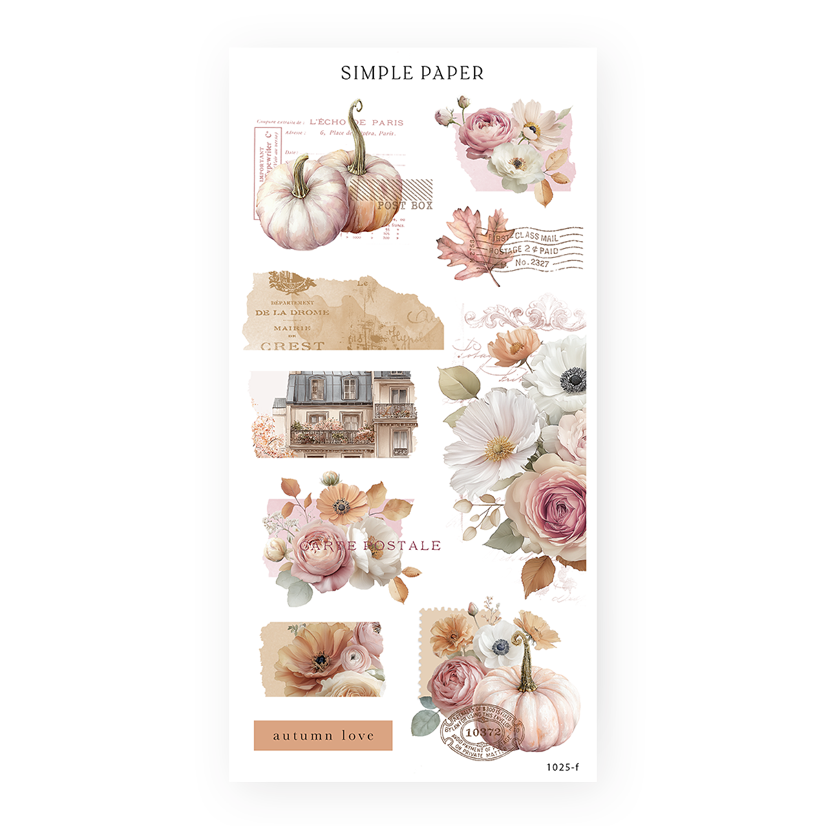 Fall in Love – autumn floral and pumpkin stickers for journaling and planners