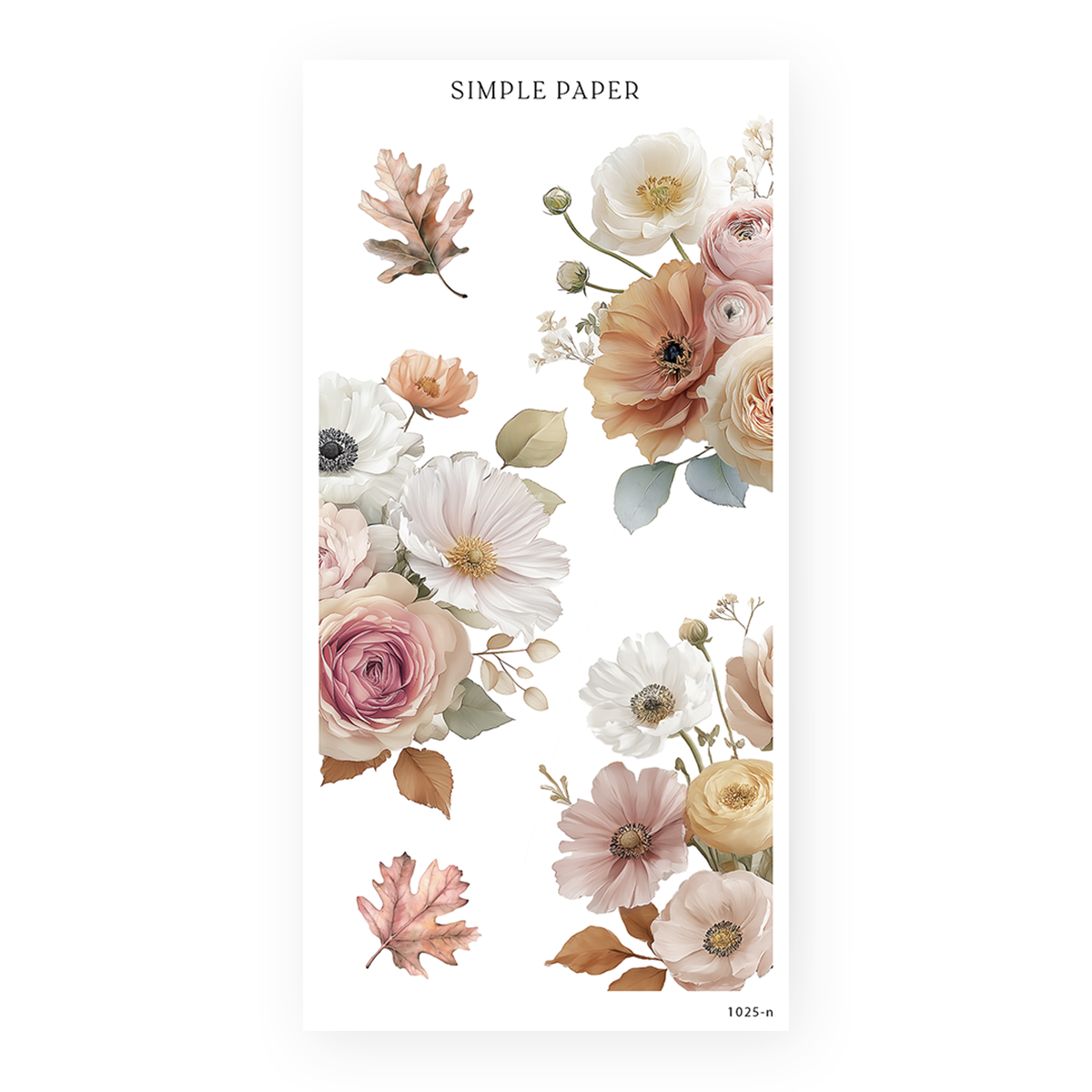 Vintage floral journaling stickers on a white background with 'Simple Paper' branding.