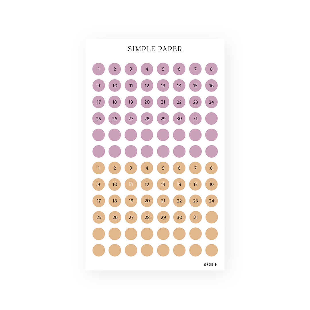 Letters From Tuscany – Coordinated round number stickers in soft Tuscany tones