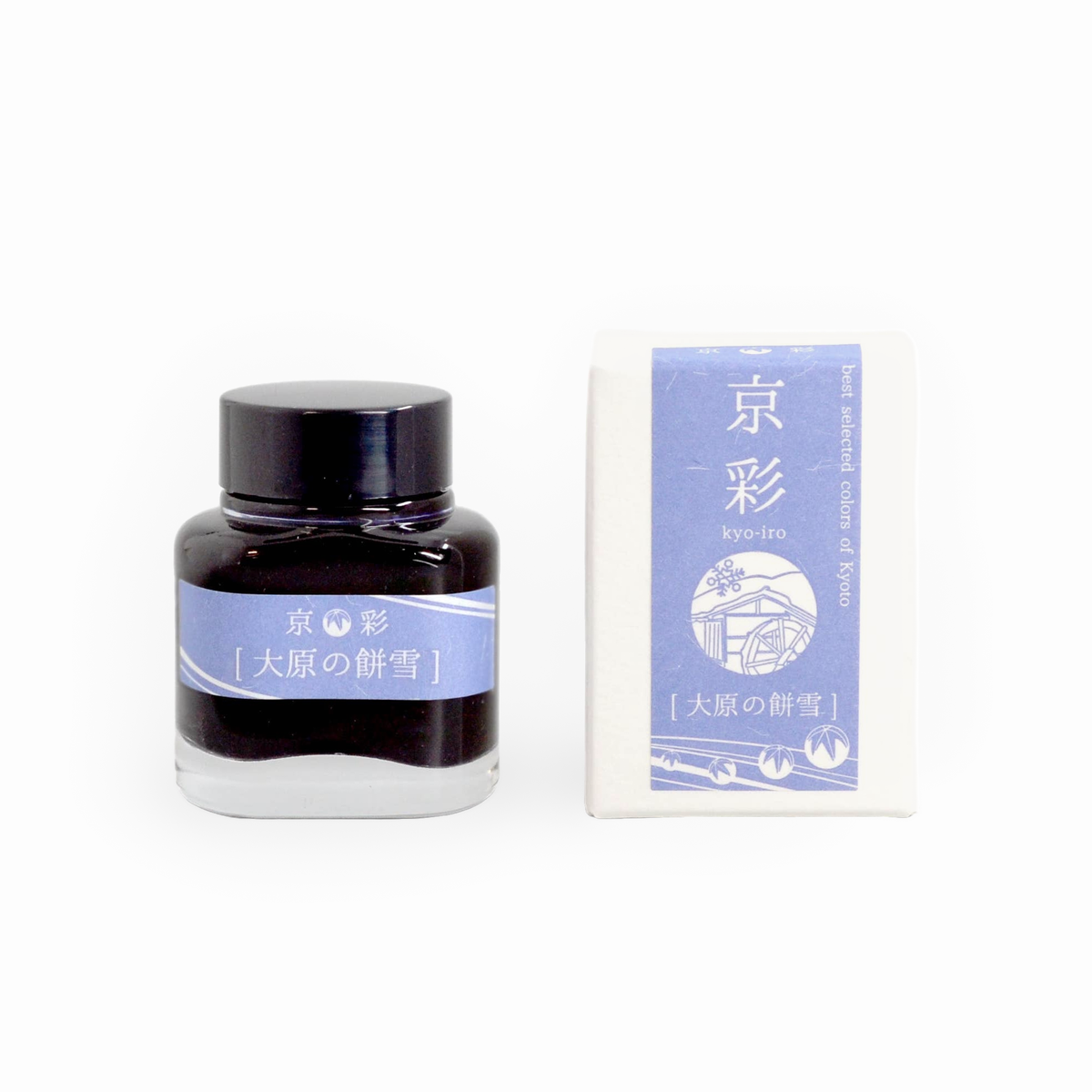 Tag Stationery Kyo-iro Ink Ohara's Mochiyuki, bottle with its box on a white background