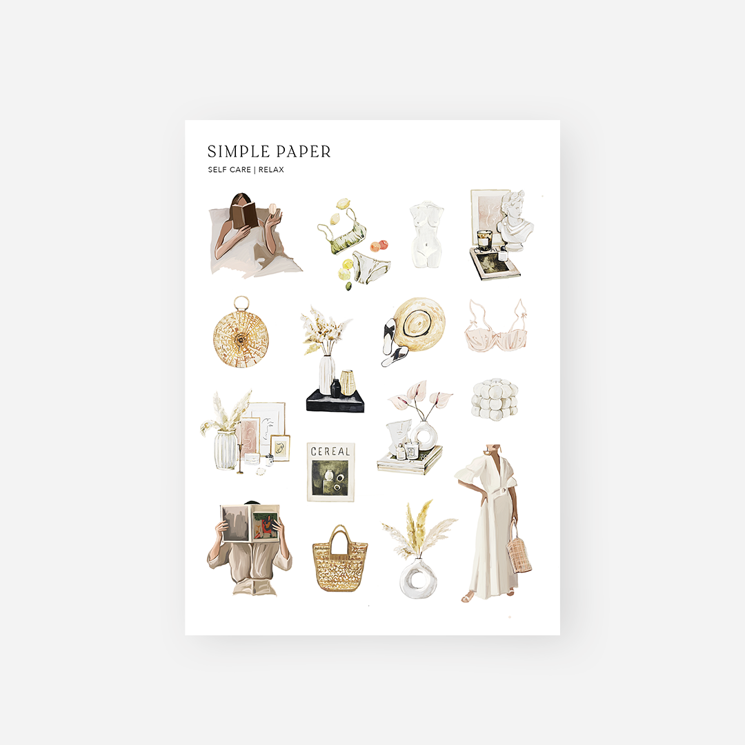 Self Care | Relax Stickers - Simple Paper