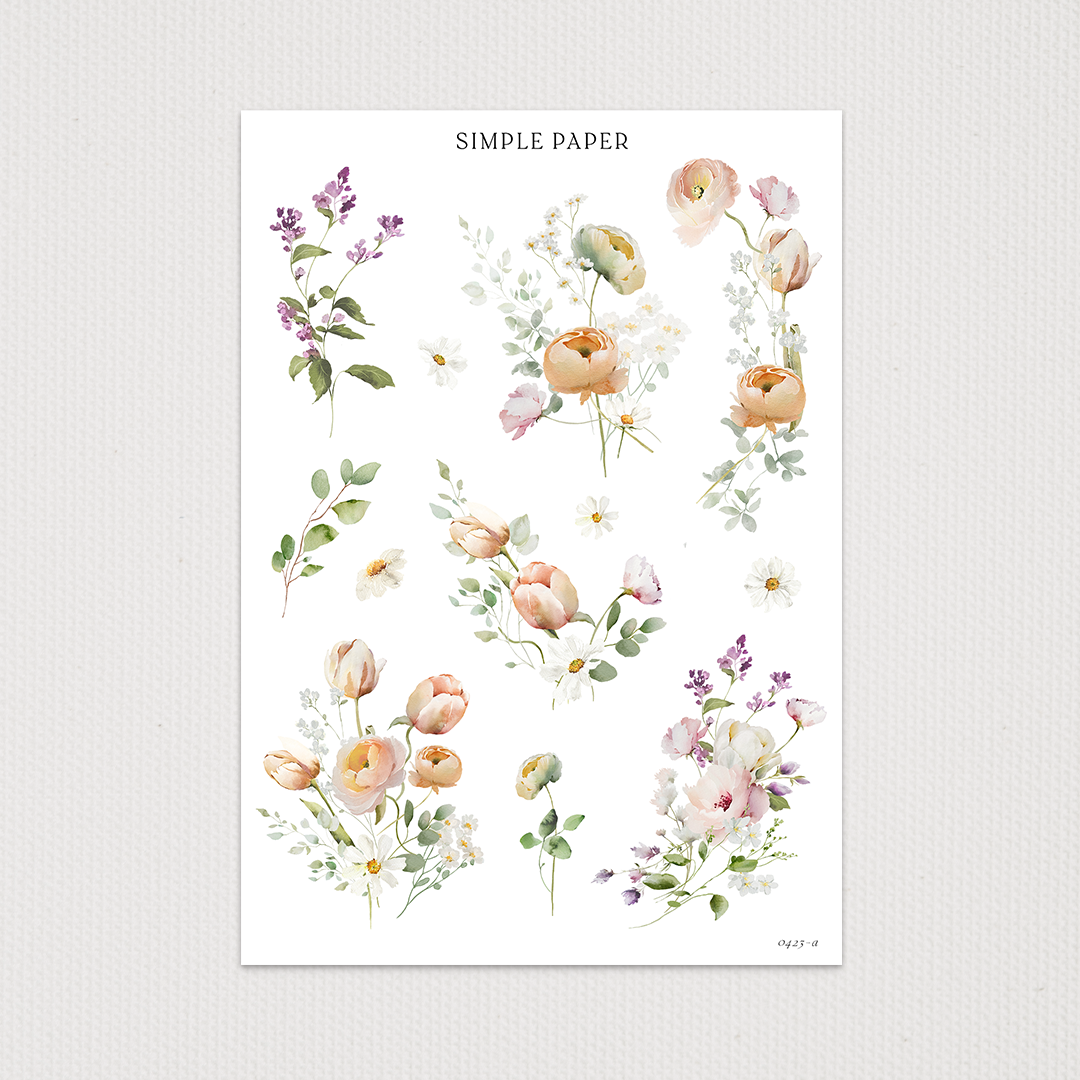 Spring floral journaling stickers with garden illustrations