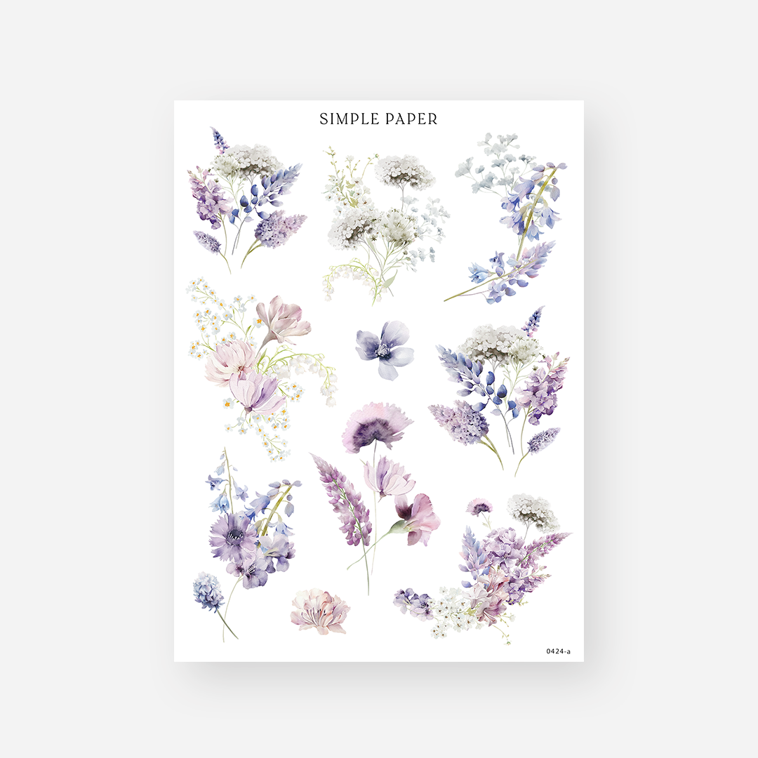Lilac floral journaling stickers with vintage garden charm