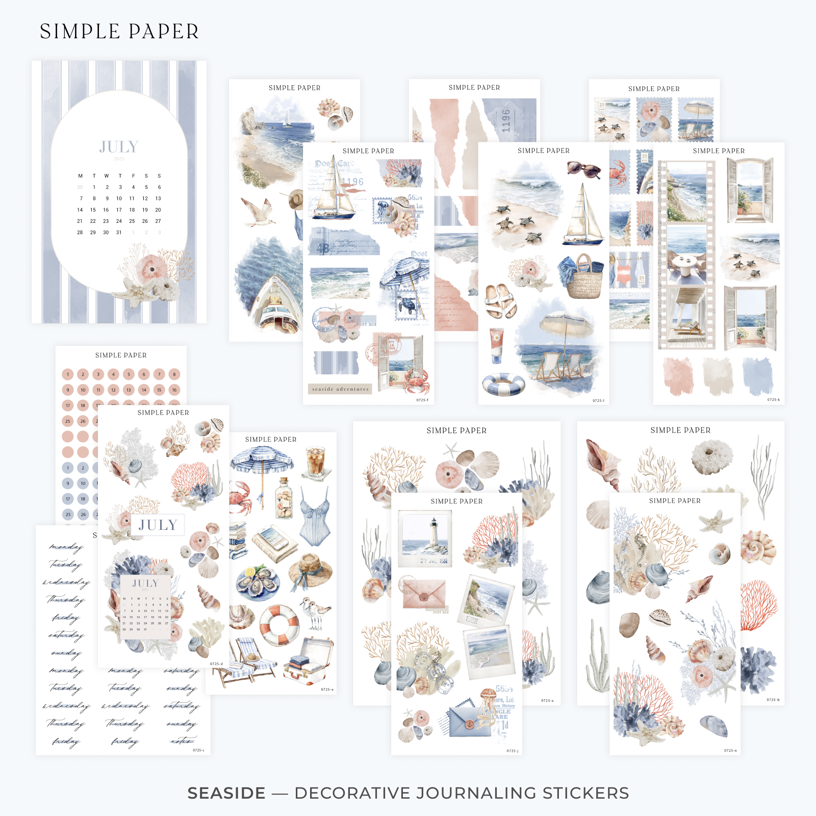 Seaside | Decorative Sticker Kit Inspired by Coastal Florals