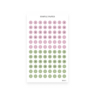 Checking In – Sheet H sticker sheet — Two full rows... actually two color sets of circular 'date dot' stickers arranged in an