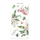 Checking In – Sheet N sticker sheet — Phalaenopsis orchid blooms (white and dusty-pink/mauve, yellow-orange throats), split-l