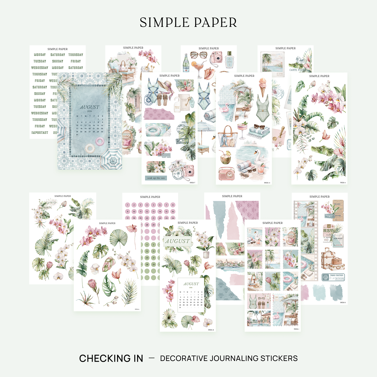 Checking In sticker sheet by Simple Paper