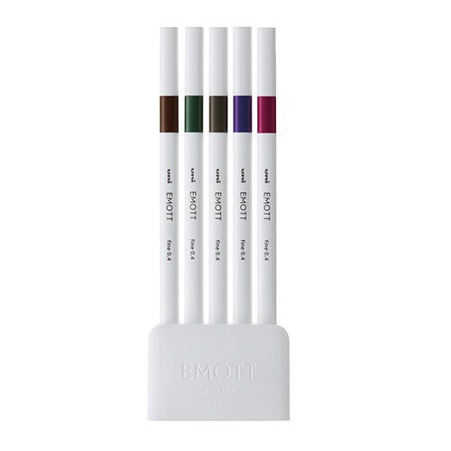 Uni EMOTT Sign Pen | 0.4 mm | 5 Color Set | No.3 Vintage - Simple Paper 