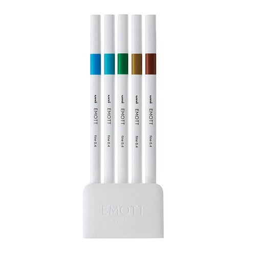 Uni EMOTT Sign Pen | 0.4 mm | 5 Color Set | No.4 Island - Simple Paper 