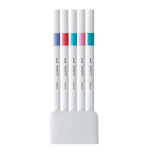 Uni EMOTT Sign Pen | 0.4 mm | 5 Color Set | No.5 Candy Pop - Simple Paper 