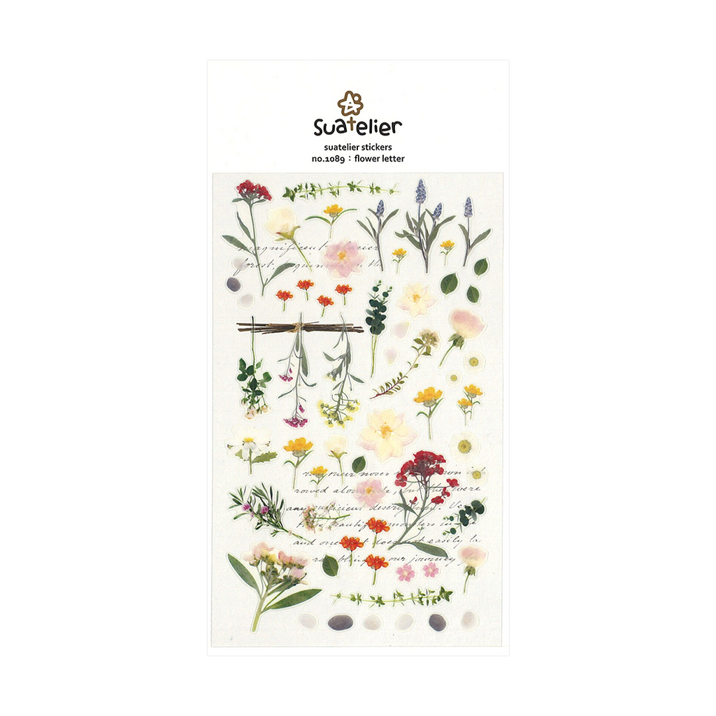 Suatelier Stickers | No. 1089 | Flower Letter - Simple Paper 