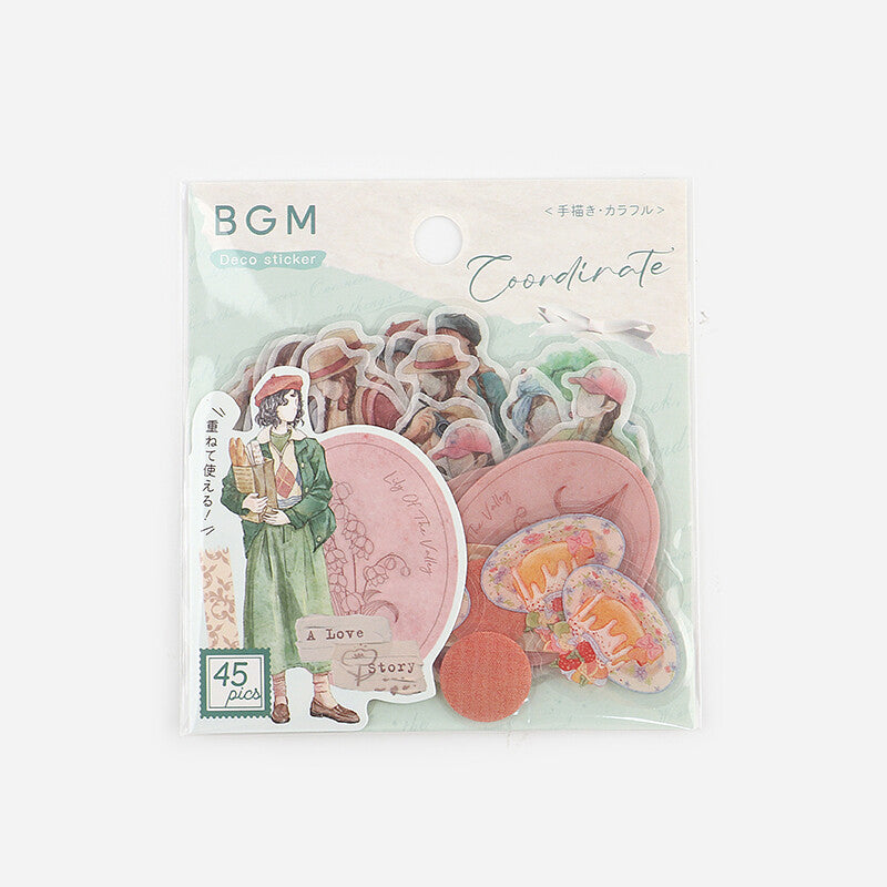 BGM Agenda Sticker Flake Stickers | Coordinate | Colorful Tones - Simple Paper 