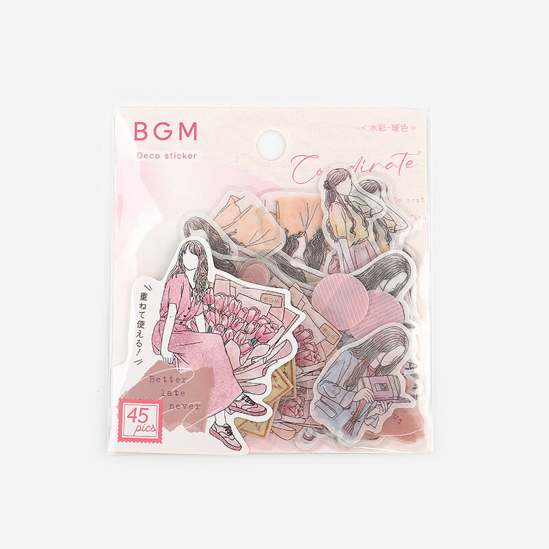 BGM Agenda Sticker Flake Stickers | Coordinate | Warm Tones - Simple Paper 