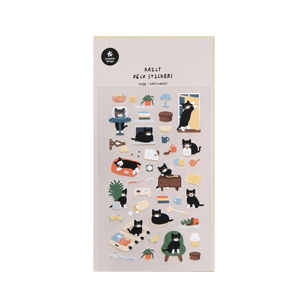 Suatelier Stickers | No. 1139 | Cat's Catch - Simple Paper 