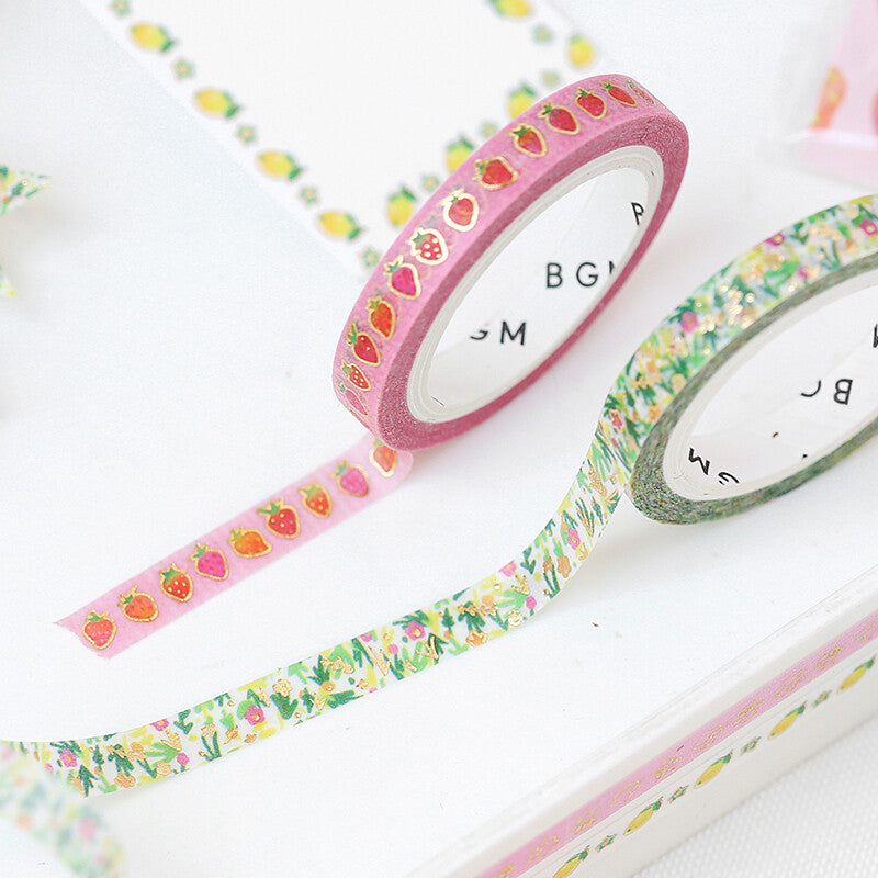 BGM Washi Tape | 5mm | Strawberry In Love - Simple Paper 