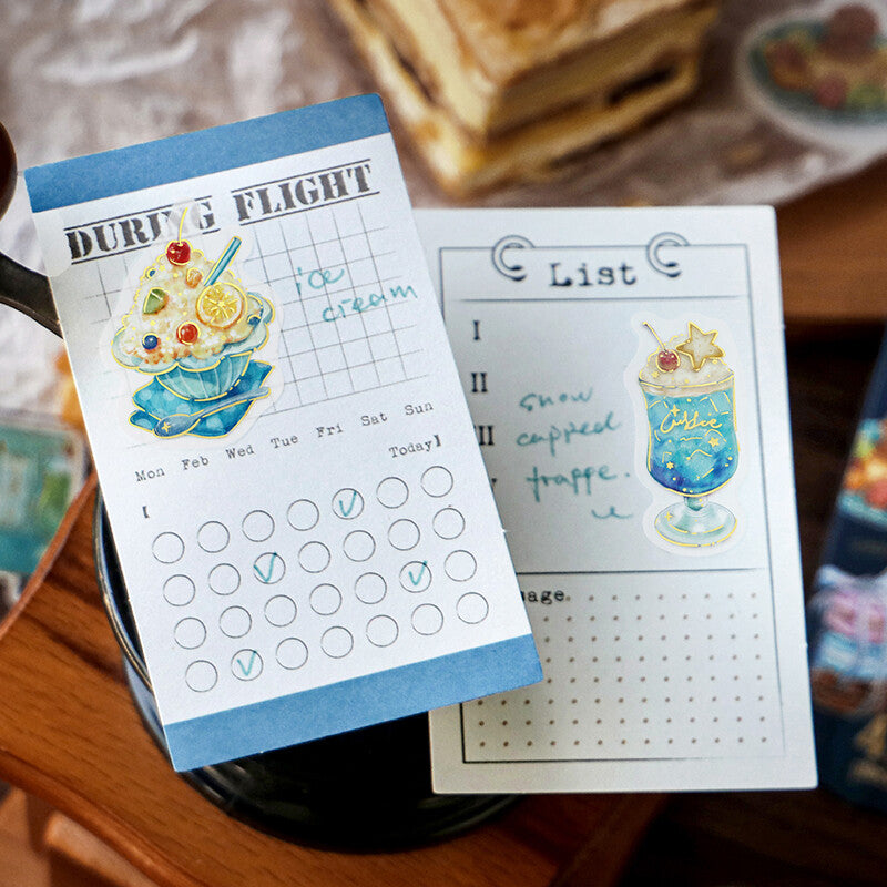 BGM Agenda Sticker Flake Stickers | Cafe A La Mode | Blue - Simple Paper 