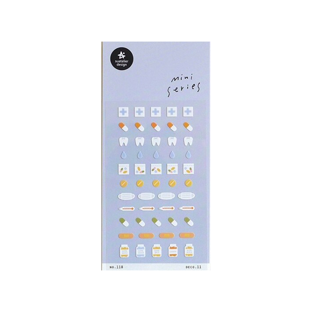 Suatelier Mini Series Stickers | No. 118 | Hospital And Medicine - Simple Paper 