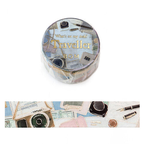 BGM Washi Tape | Tsukue | Traveler - Simple Paper 
