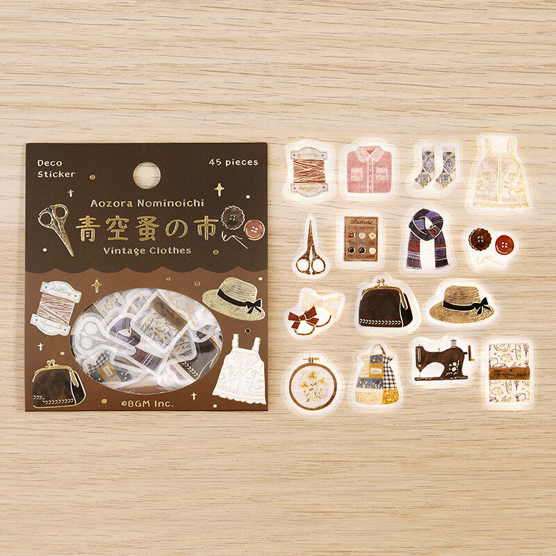 BGM Agenda Sticker Flake Stickers | Aozora Nominoichi | Vintage Clothes - Simple Paper 