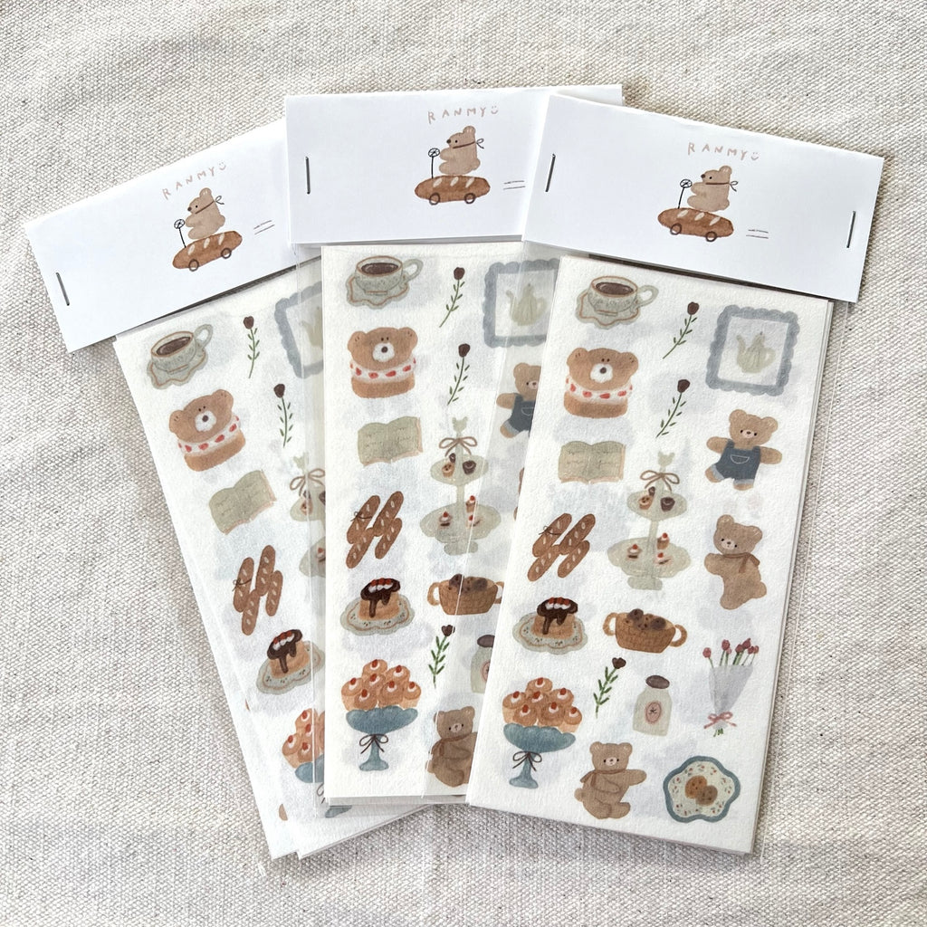 ranmyu Washi Sticker Set | Bear's Tea Party - Simple Paper 