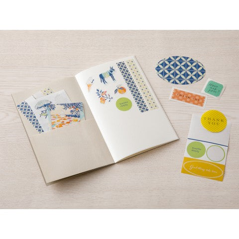 Midori Sticker Book With Pocket | Light Blue - Simple Paper 